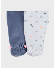 Lot de 2 pyjamas bébé en velours - Dinos
