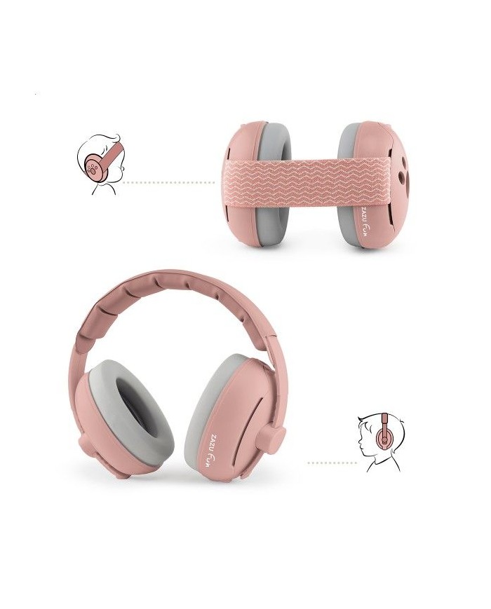 Casque de protection auditive 2 en 1 pour bébé/junior - Rose
