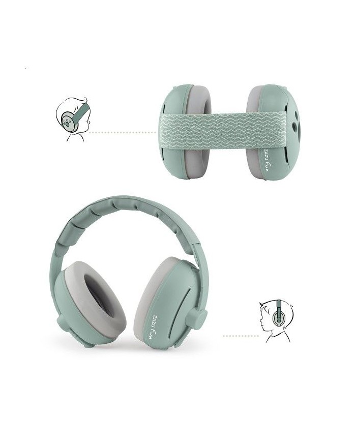 Casque de protection auditive 2 en 1 pour bébé/junior - Vert
