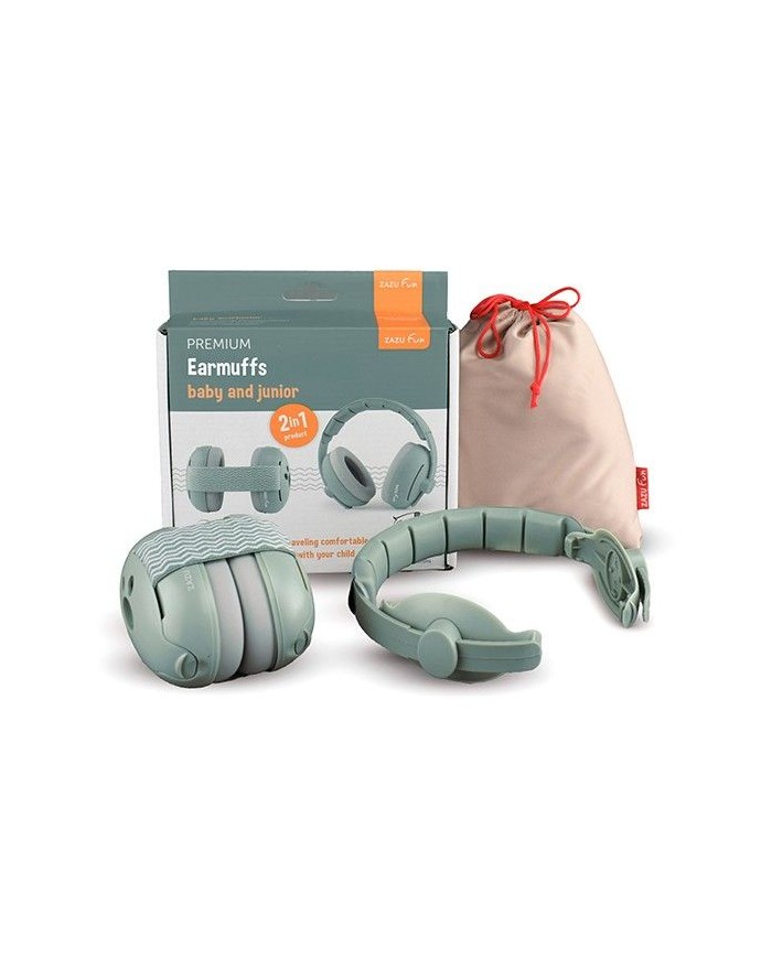 Casque de protection auditive 2 en 1 pour bébé/junior - Vert
