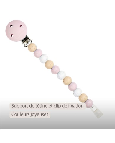 Attache-sucette multi rose