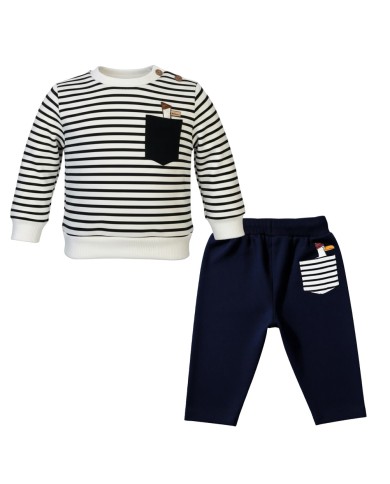 Ensemble Pantalon + sweat - Piedanlepla - Ecru/Navy