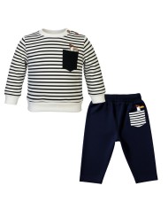 Ensemble Pantalon + sweat - Piedanlepla - Ecru/Navy